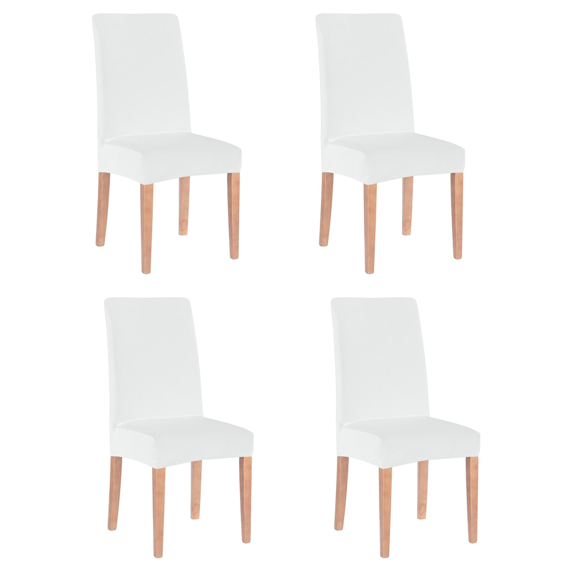 Set 4 huse universale pentru scaun, marime universala, poliester si spandex, 45 x 60 cm, alb