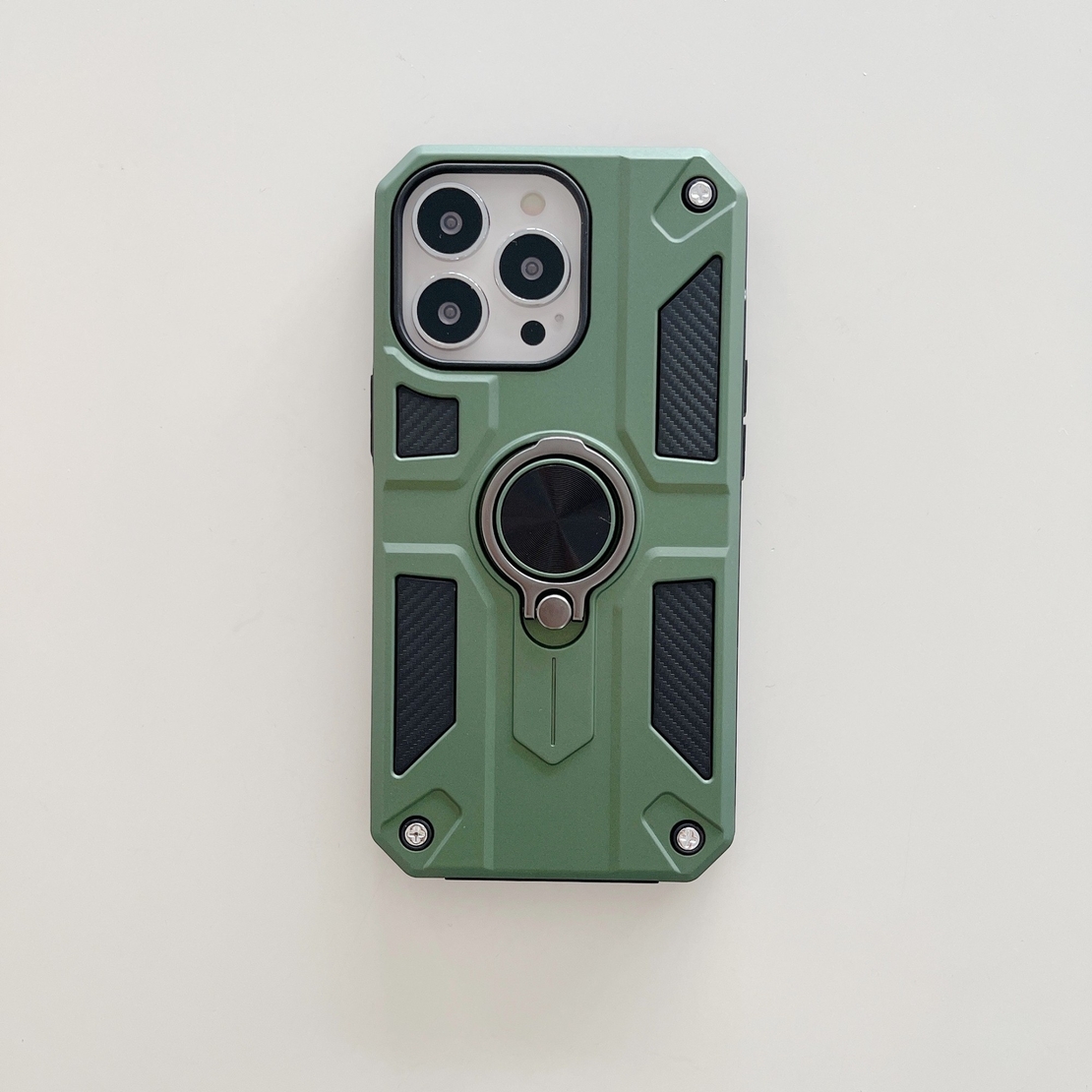 Husa protectie Vafy compatibila cu Apple iPhone 13 Pro Max Defender Model 5 cu suport prindere inel,Verde