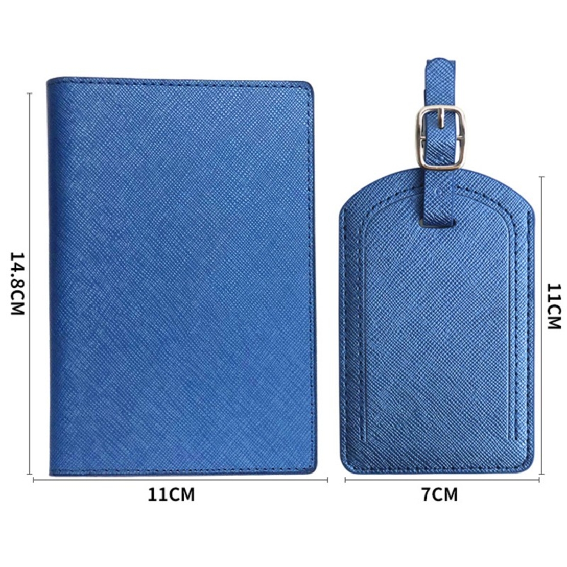 Portofel pentru Pasaport si Carduri, Vafy, 23x16 cm, 70g, din Piele PU, Suport Pix, Accesoriu Suport Eticheta, Unisex, Multifunctional, Albastru