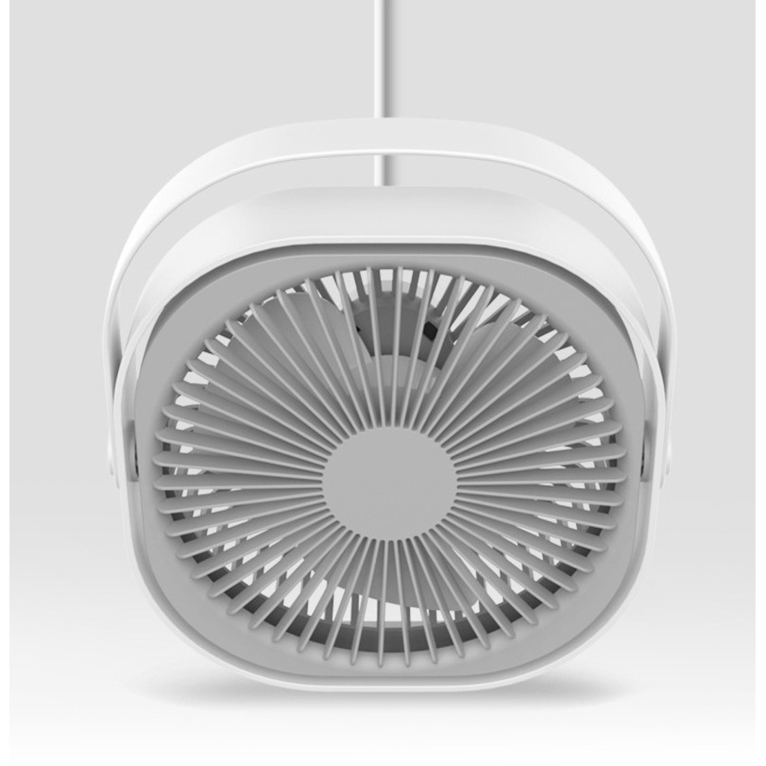 Mini ventilator pentru birou cu usb, Vafy, rotire 360 grade, 3 viteze, 4000 mA, 13.5 x 12,8, Gri