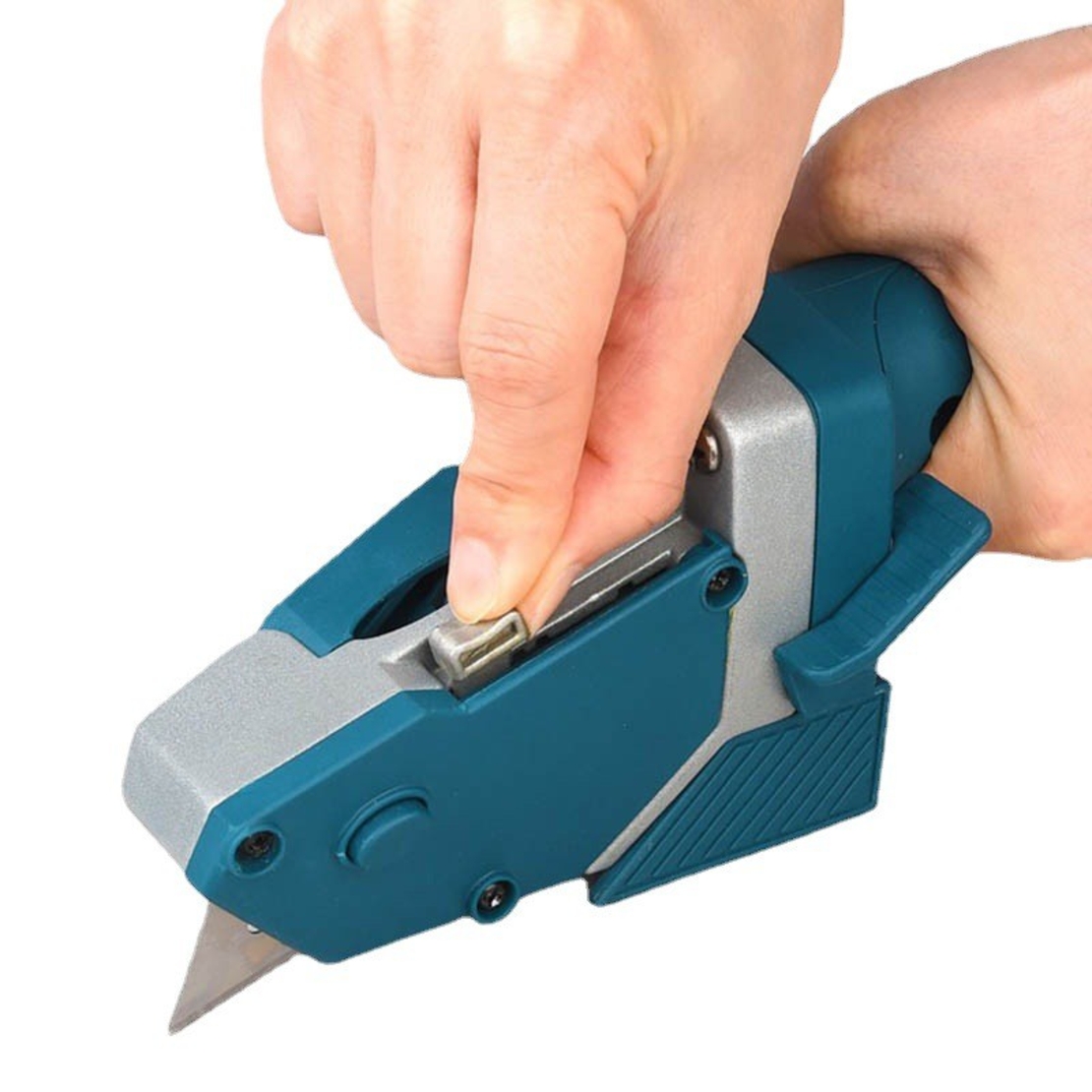 Instrument Manual pentru Bricolaj, Flippy, Ruleta Incorporata, Taiere Gips si Carton, 23x7 cm, Albastru