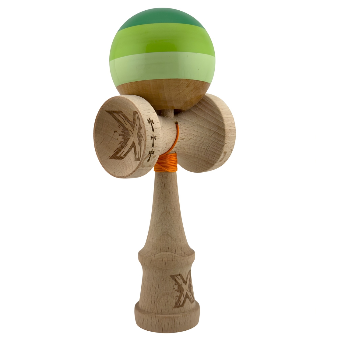 Kendama X Originala, Profesionala, Flippy, Big Cups V2, Super Sticky Legendary Cupe Mari, Rulment Metalic cu Ata 55 cm, Verde Mix