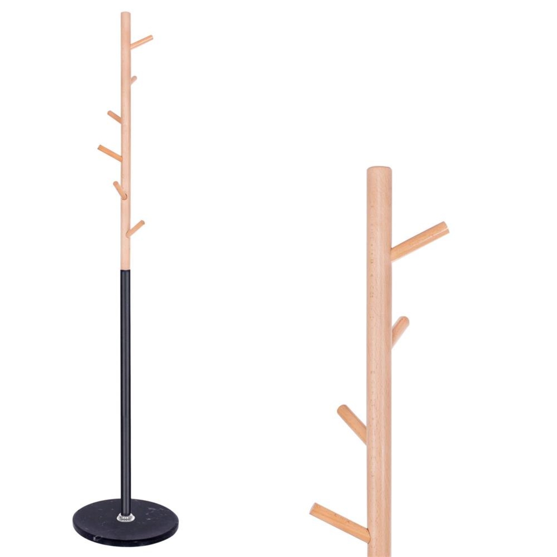 Cuier tip pom din metal Sersimo, 6 agatatoare, 180cm, negru maro