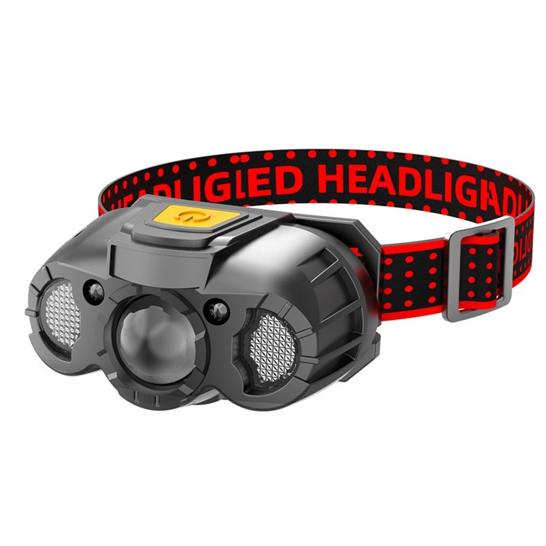 Lanterna LED de Cap, Vafy, cu Suport Inclus, Incarcare USB Tip C, Raza 100-200m, 5W, 6 Trepte de Lumina, 400 mAh, Gri