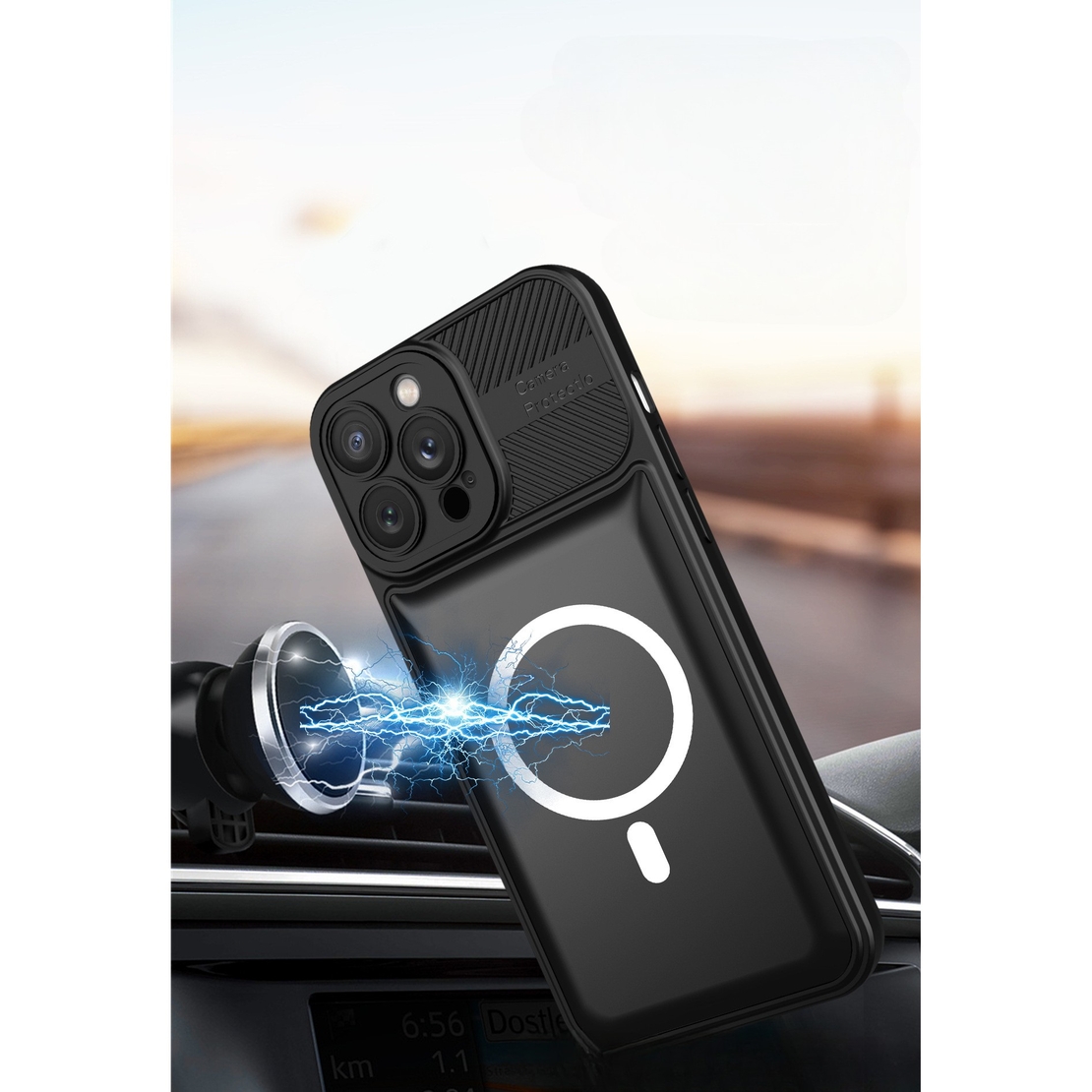 Husa pentru Apple iPhone 14 Pro Max MagSafe, Urban Armor, Vafy, Negru, suport magnetic