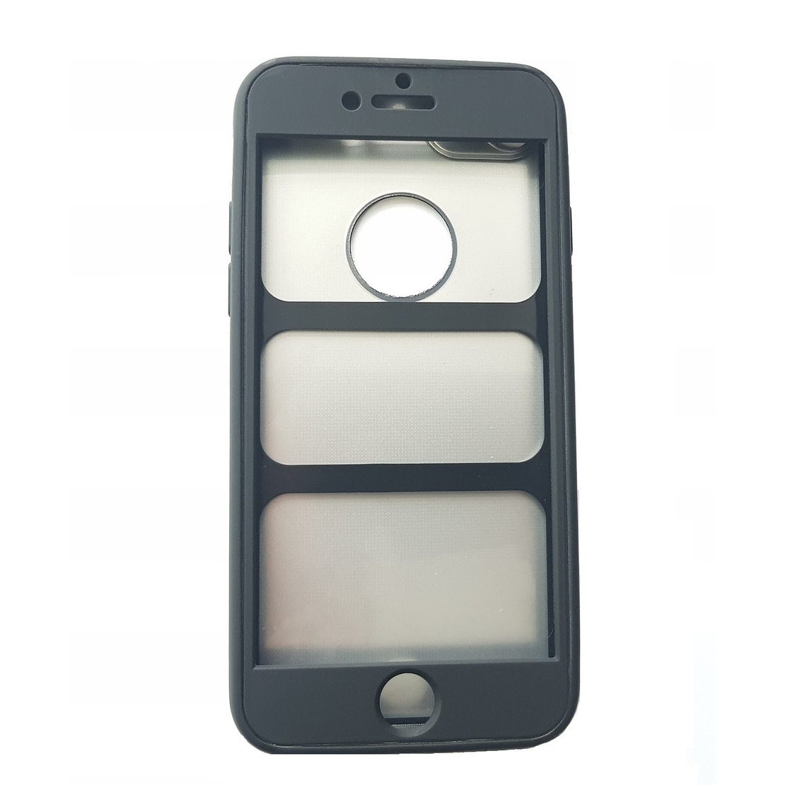 Husa Apple iPhone 8 Full Silicone 360 Negru + Folie de protectie