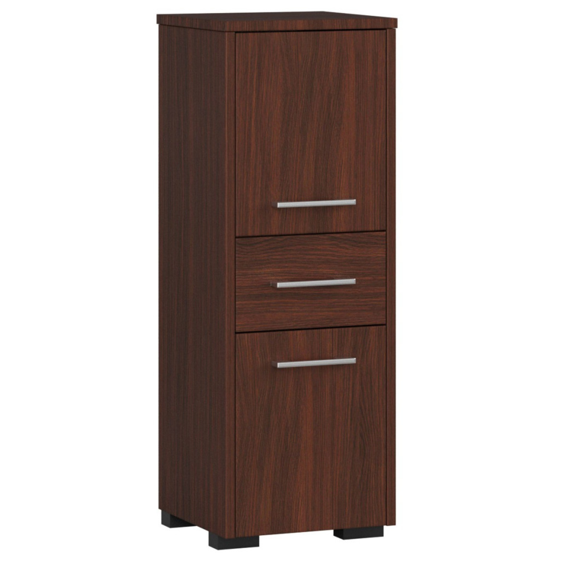 Dulap de baie tip baza, cu 2 usi si sertar, PAL 16 mm, 30x30x85 cm, maro wenge