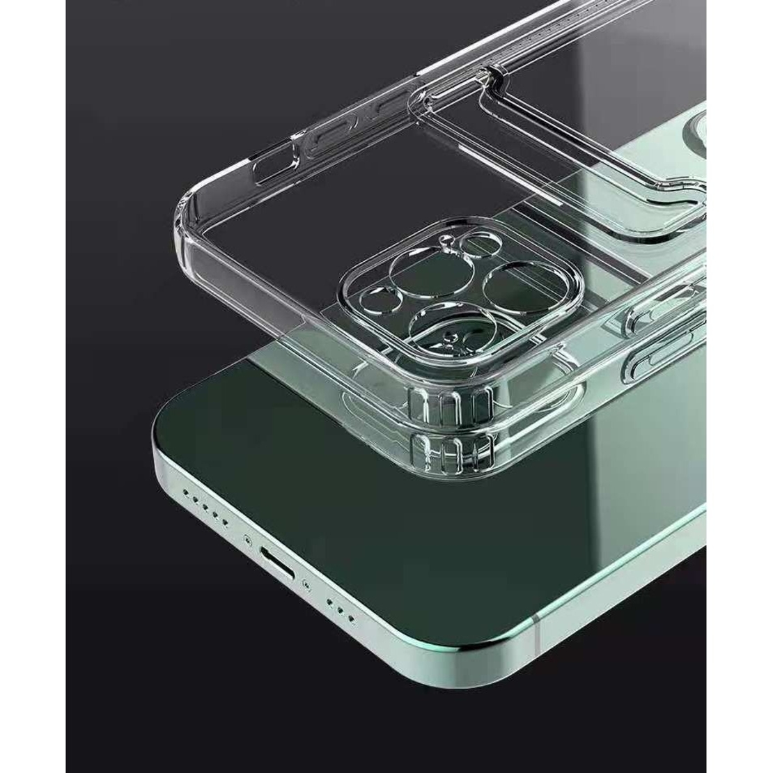Husa protectie Vafy cu suport card compatibila cu Samsung Galaxy S21 Ultra Transparent