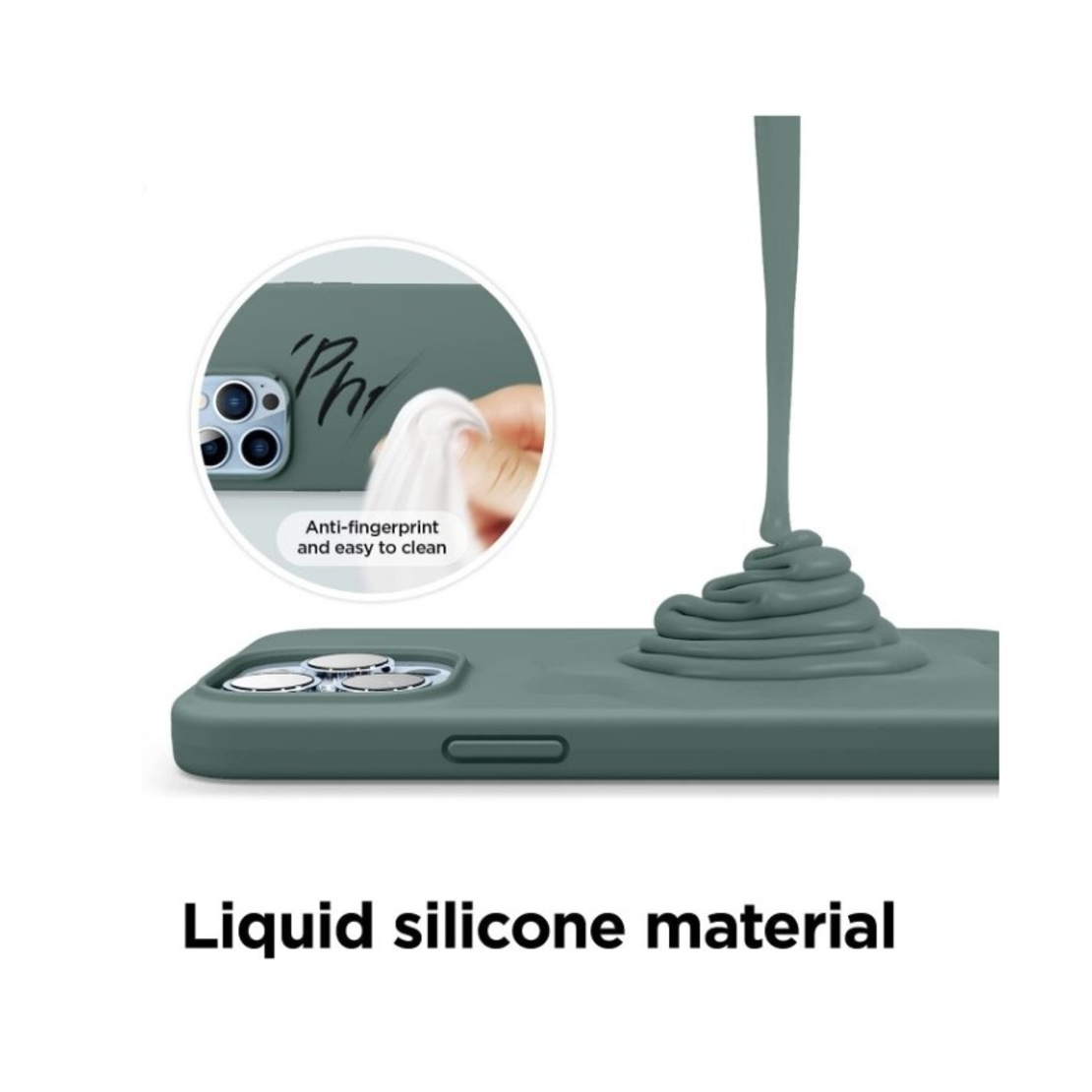 Husa pentru Apple iPhone 14 Plus Vafy, Liquid Silicone, cu Microfibra pe interior, Protectie Antisoc, Dark Green, Verde inchis