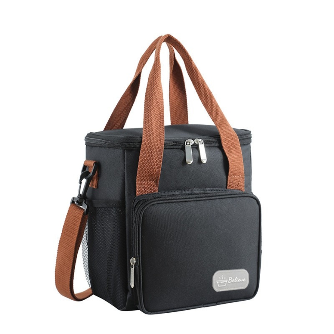 Geanta Termo-Izolanta, Flippy, Multifunctionala, 1 Compartiment Principal, 1 Buzunar Lateral Exterior, Impermeabila, Manere si Bretea de Umar, 25x22x15 cm, Negru