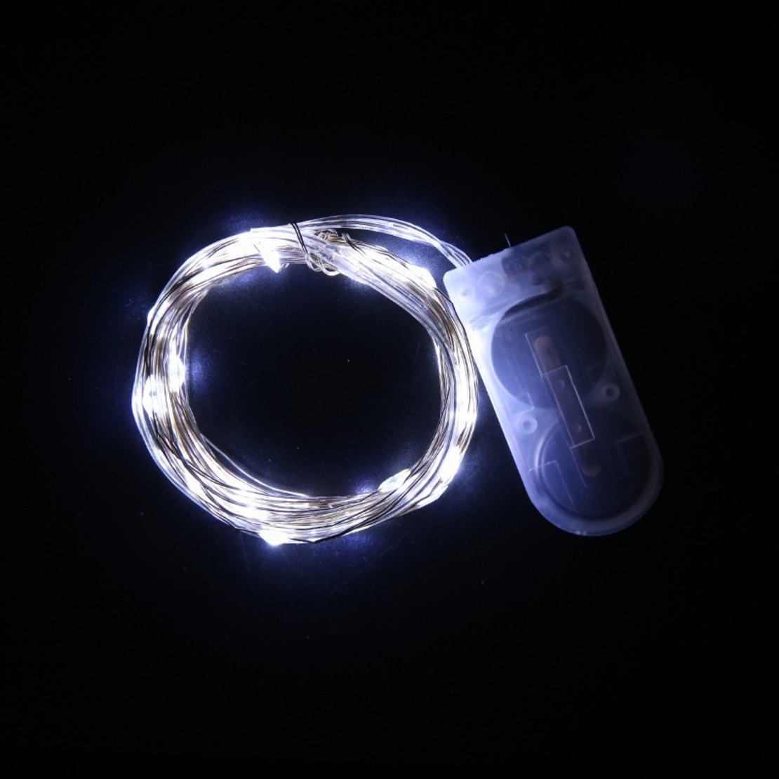 Instalatie Craciun, 3 metri, 30 LED-uri, Alb Rece, cu baterii, fir cupru, liniar, interior/exterior, Vafy