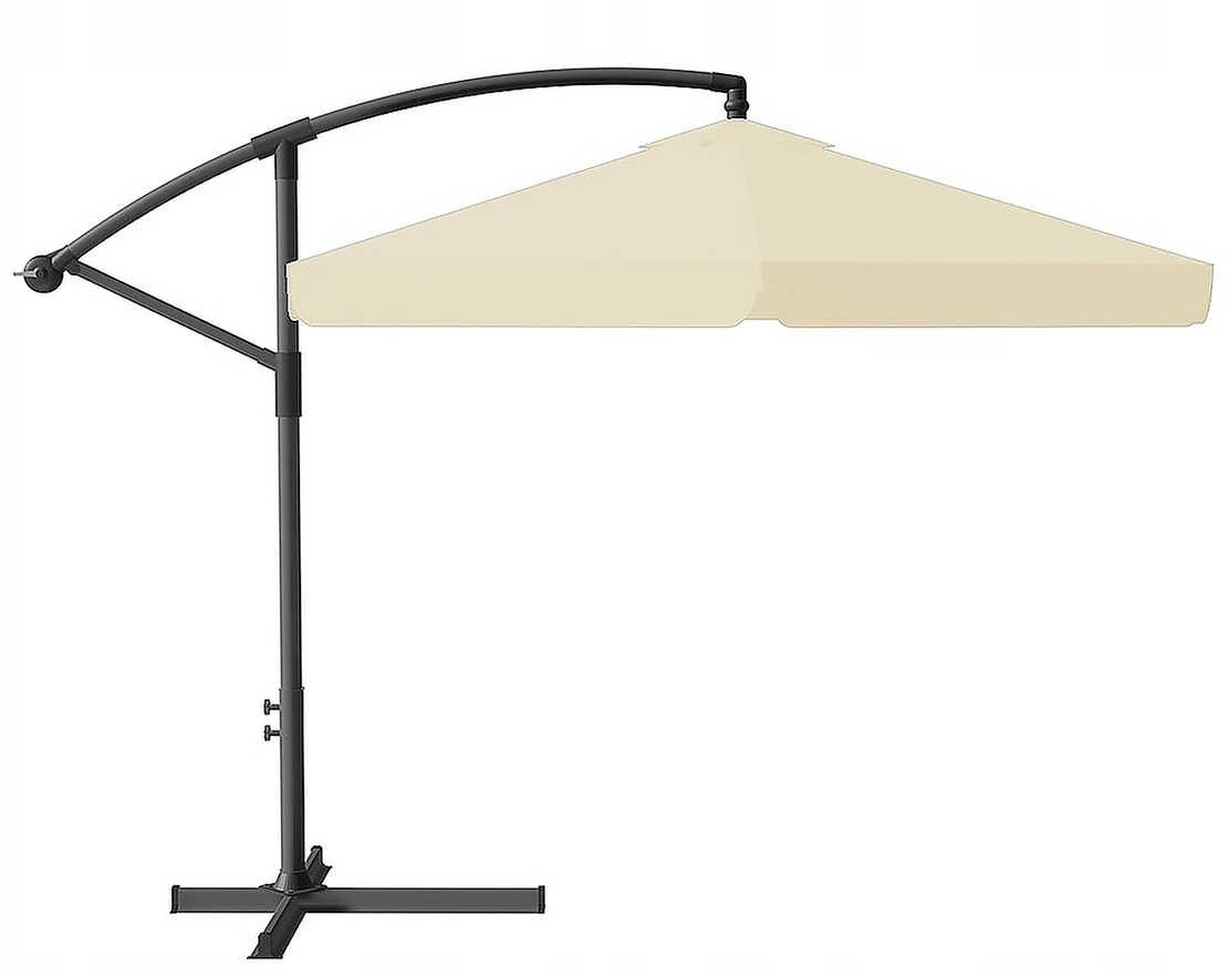 Umbrela gradina tip banana cu mecanism inclinare, impermeabila, diametru 300 cm, husa inclusa, bej