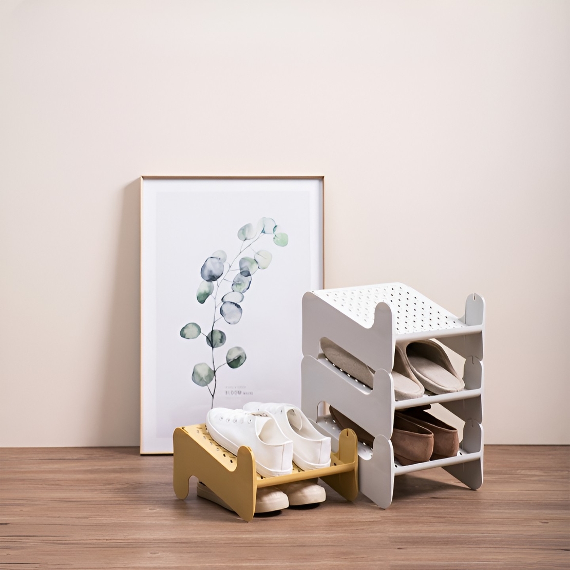 Suport pentru Pantofi, Flippy, cu Doua Straturi, Organizator, Antiderapant și Durabil, 26x24.8x16 cm, Maro
