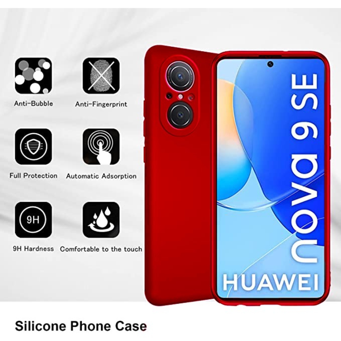 Husa Matte TPU pentru Huawei NOVA 9 SE, Vafy, Silicon Slim, Protectie Antisoc, Rosu