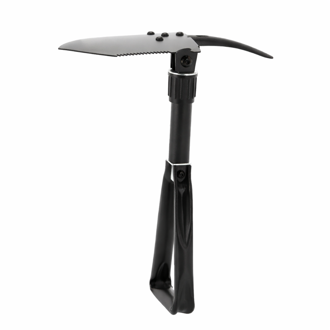 Lopata pliabila multifunctionala 6 in 1 pentru camping si gradina, otel mangan, 47 cm, negru