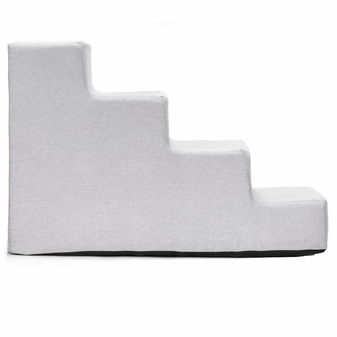 Scara pentru animale de companie, caini sau pisici, 4 trepte, antiderapanta, husa detasabila, inaltime 40 cm, gri deschis