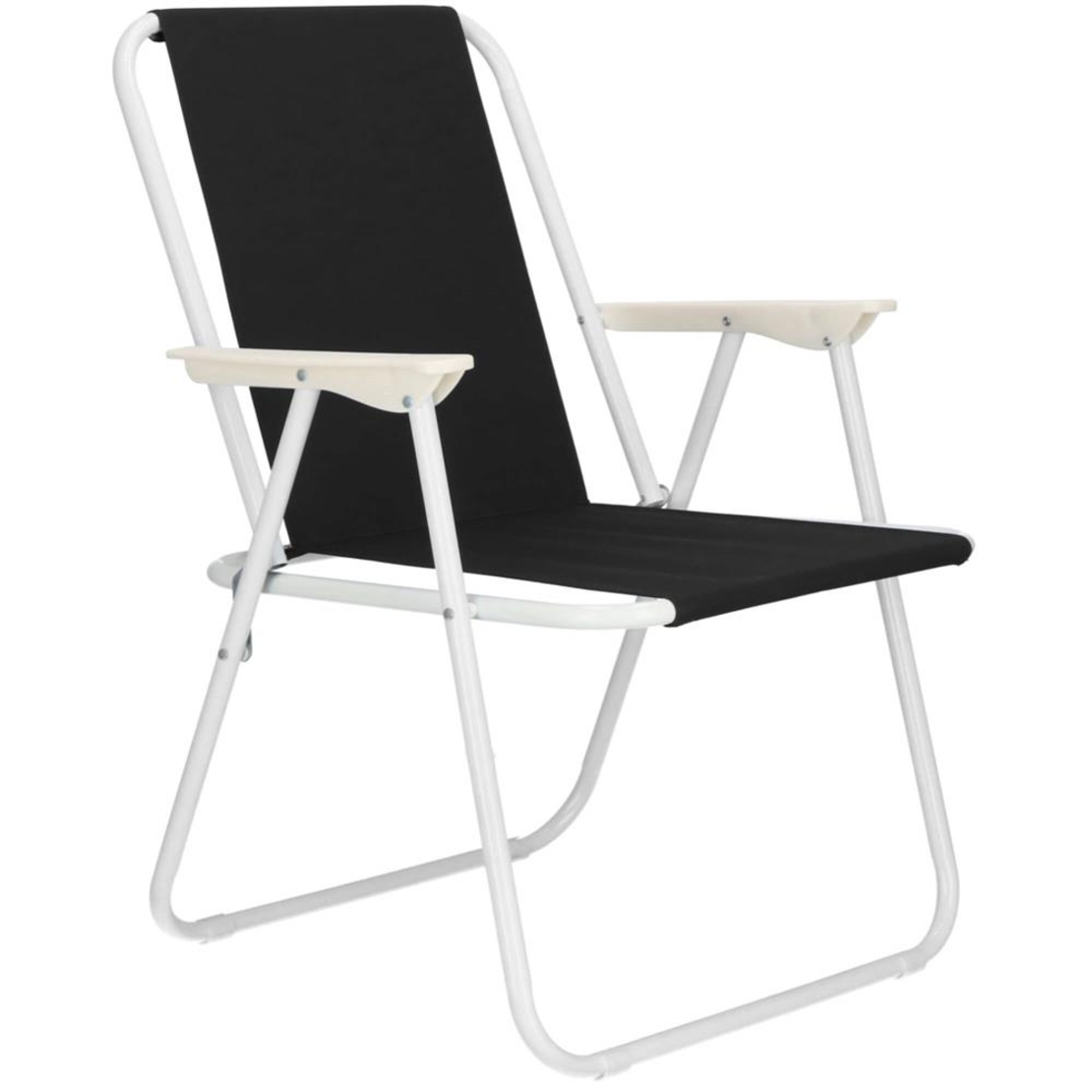 Scaun de plaja Sersimo, pliabil, 100kg, 52x73cm, negru alb