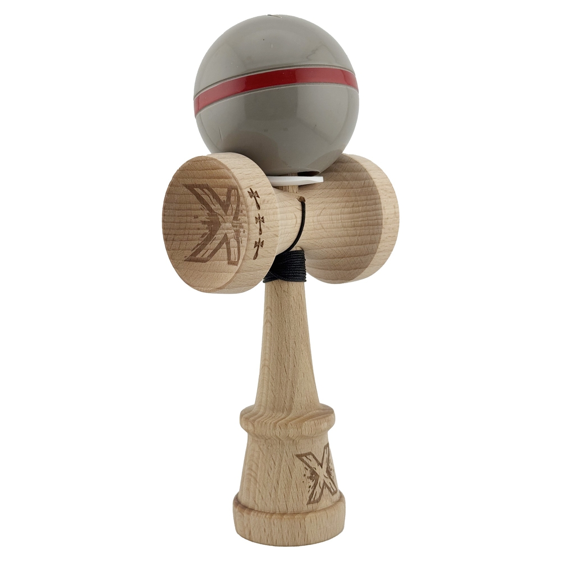 Kendama X Originala Silken, Profesionala, Flippy, Cupe Mari KING SIZE V3, Super Sticky, Gaura in Baza, Rulment Metalic, din lemn 18 cm, Ata 62/65 cm, Ice Gri