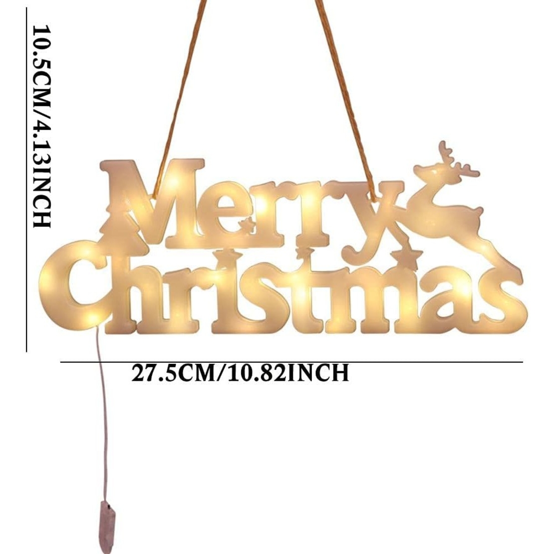 Instalatie LED de Craciun, Vafy, Litere 3D, Merry Christmas, Lumina Calda, 27.5 x 10.5 x 1.4 cm, Alb
