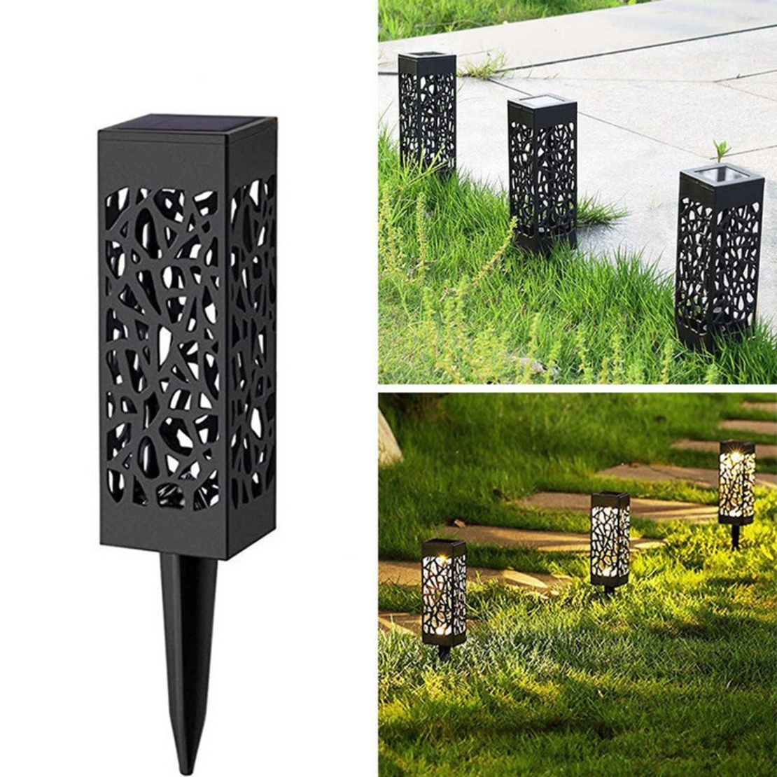 Lampa solara LED, Flippy, Set 6 Bucati, Tip Felinar, pentru Gradina, Inaltime 30.2 cm, putere 0.2W, 1.2V, 600mAh, Lumina Alb Rece, Negru