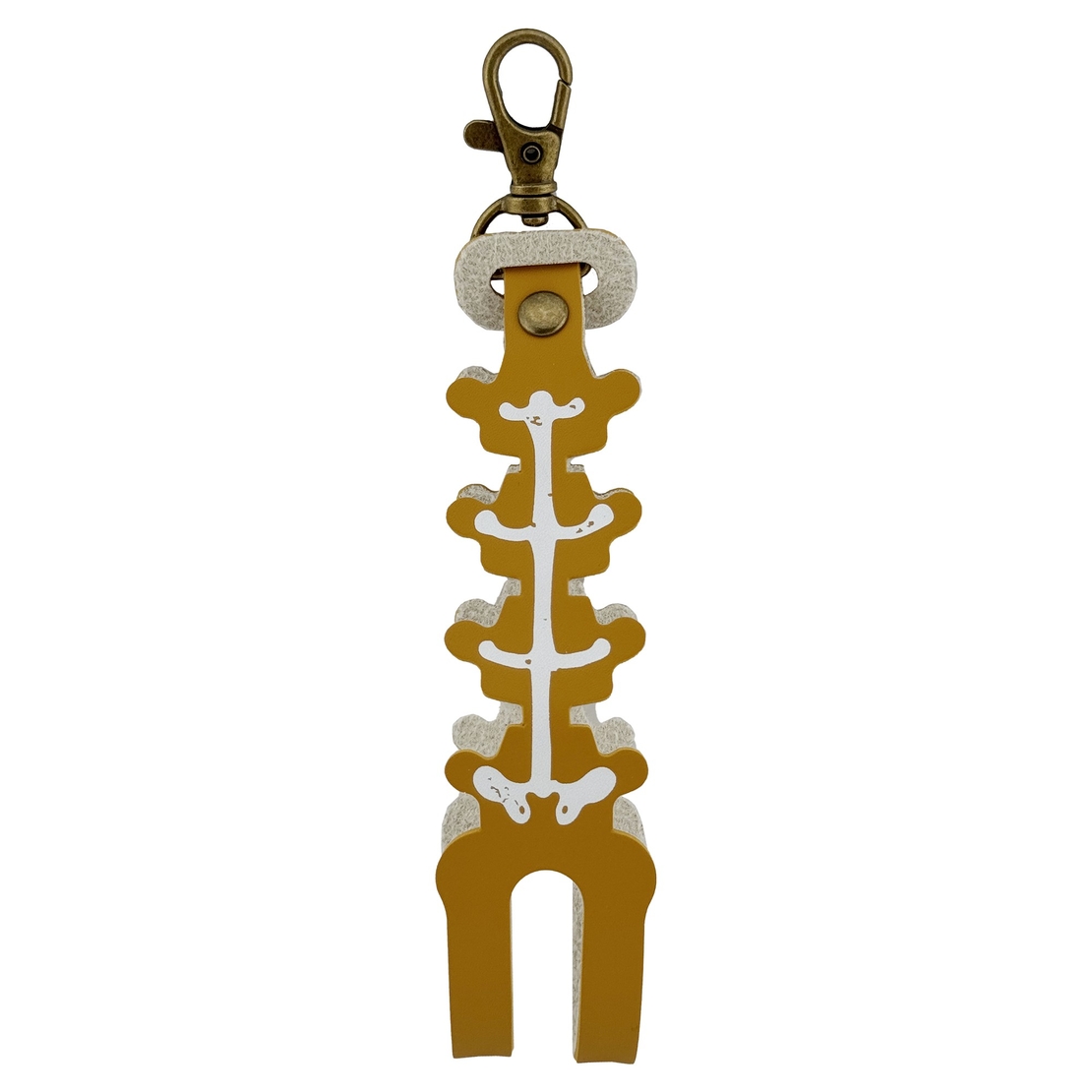 Husa pentru Kendama, Flippy, tip Pandativ/Breloc, Imprimeu Skull, din Piele Ecologica, 26 x 3.2 cm, Maro deschis