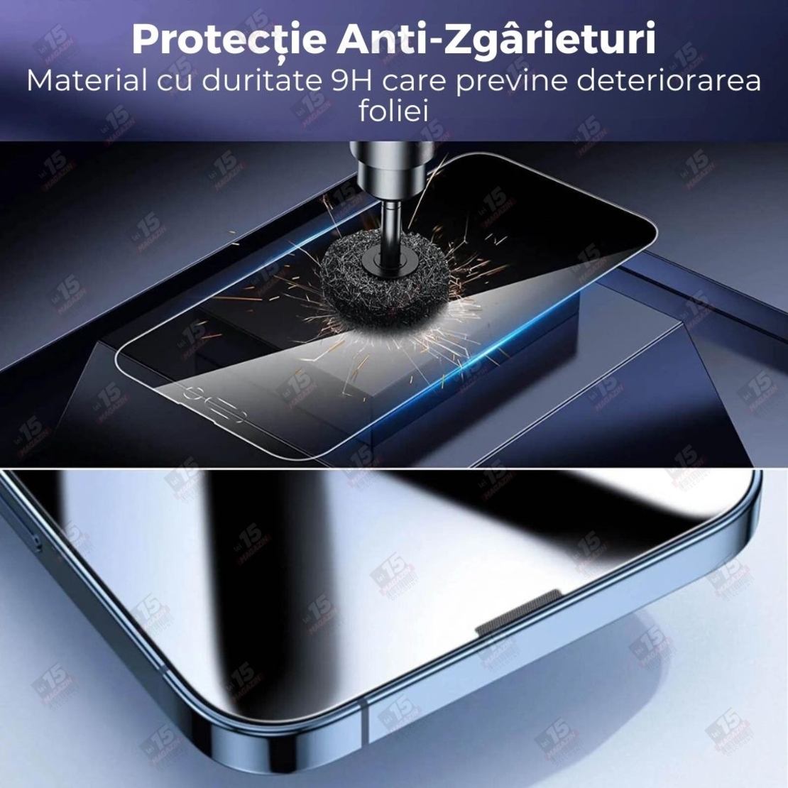 Folie Sticla Securizata, Vafy, Pentru Apple iPhone 16 Pro Max, Privacy Classic, 2.5D, Confidentialitate 30°, Negru Transparent