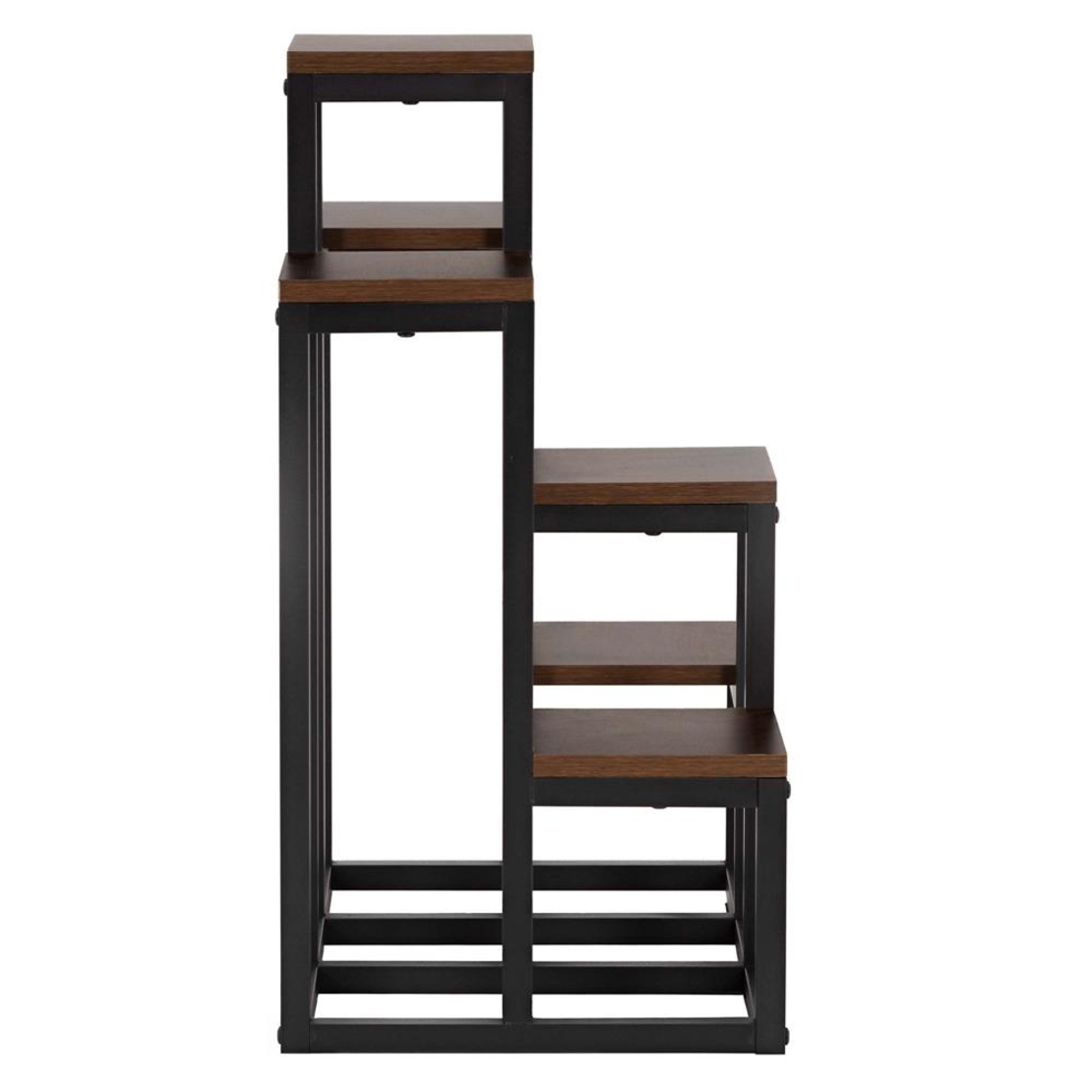 Suport pentru flori cu 6 polite din lemn, structura metal, 51x34x68 cm, negru