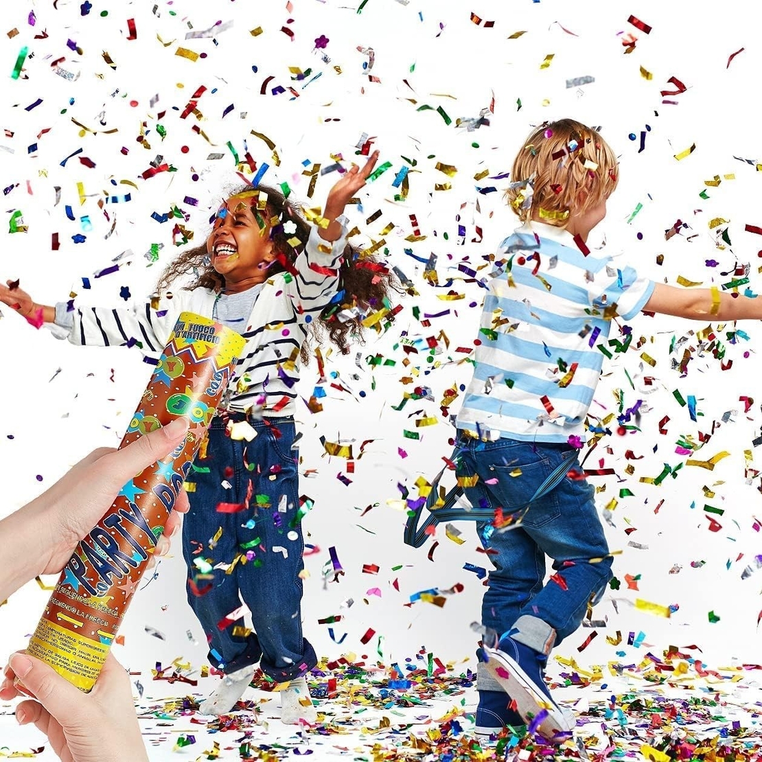 Tub de Confetti, Flippy, Party Popper, 40x5 cm, Confetii Asortate din Aluminiu, Multicolor