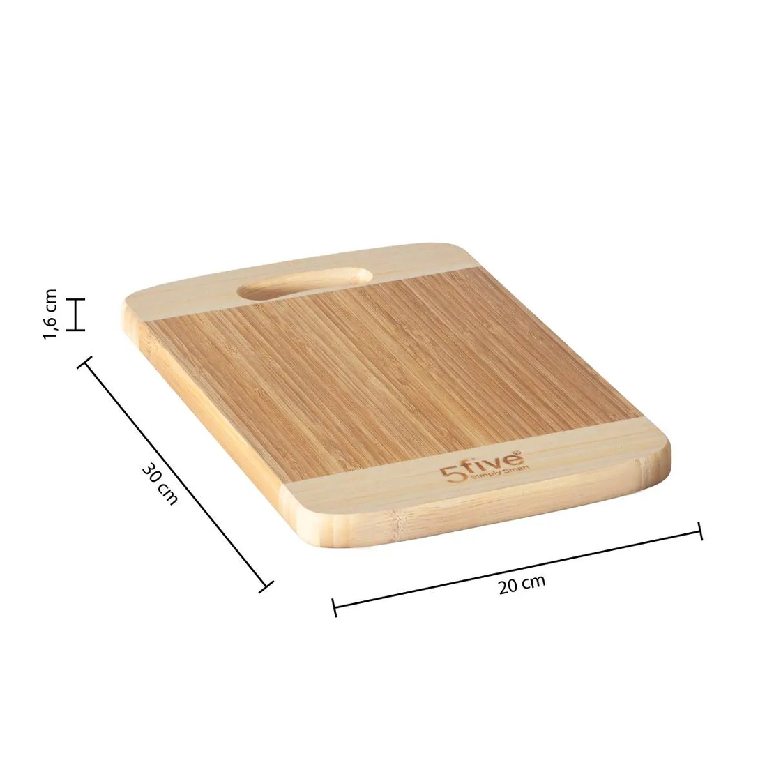 Tocator 5Five din bambus cu maner, pentru taiere sau servire, 30x20 cm, maro natur