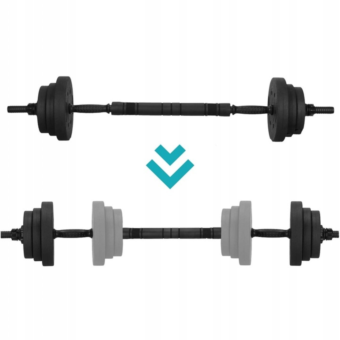 Set de greutati multifunctionale transformabil in gantere, kettlebell, haltera, total 40 kg
