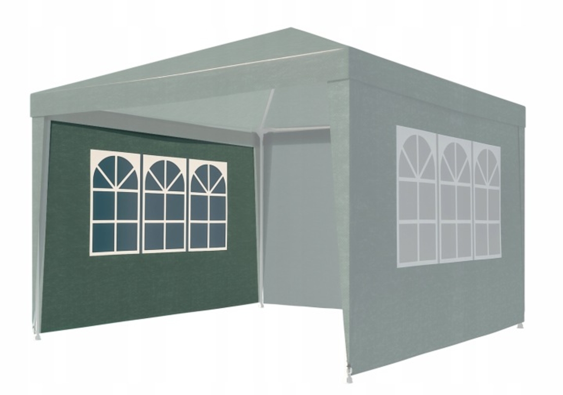 Perete lateral pavilion gradina, cu fereastra, prindere velcro, 3x2 m, material PE impermeabil, verde