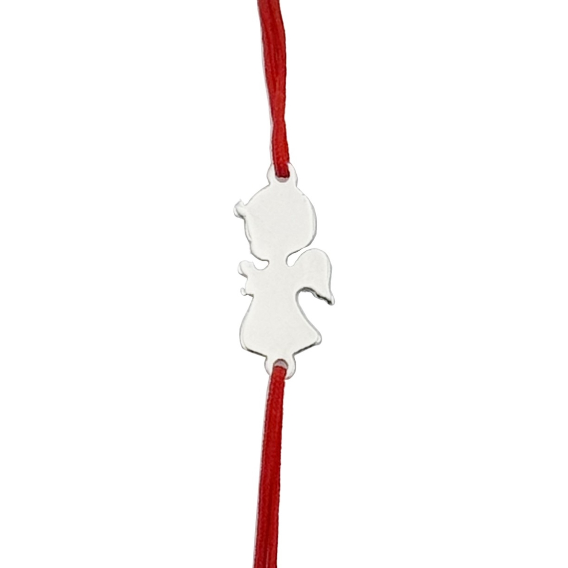 Martisor Bratara Argint 925, Jolie, Model Ingeras, Martisor de 1 Martie, cu Snur Rosu, Argintiu