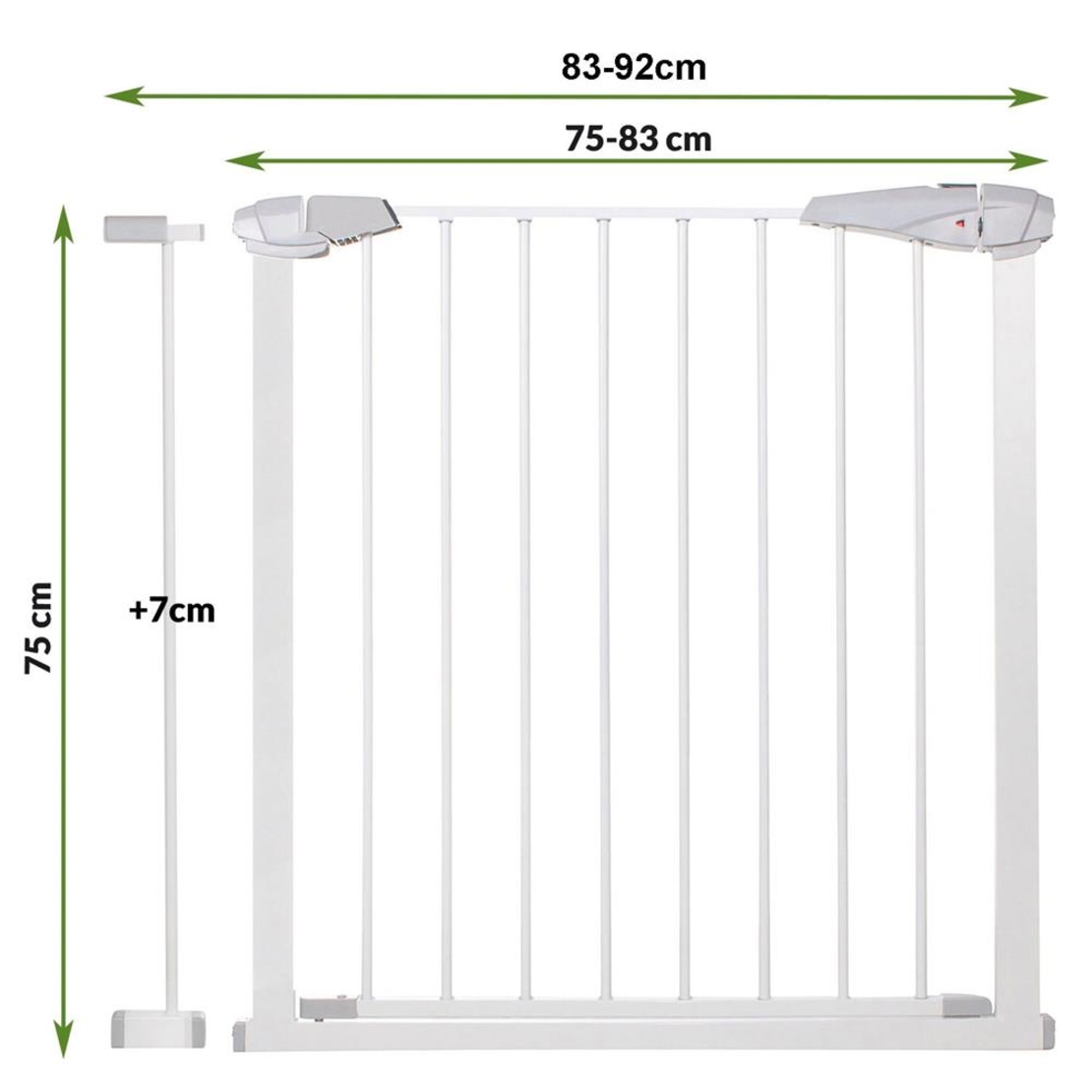 Poarta de siguranta Safety Gate pentru scari, ajustabila 83-92 cm, din otel, alba