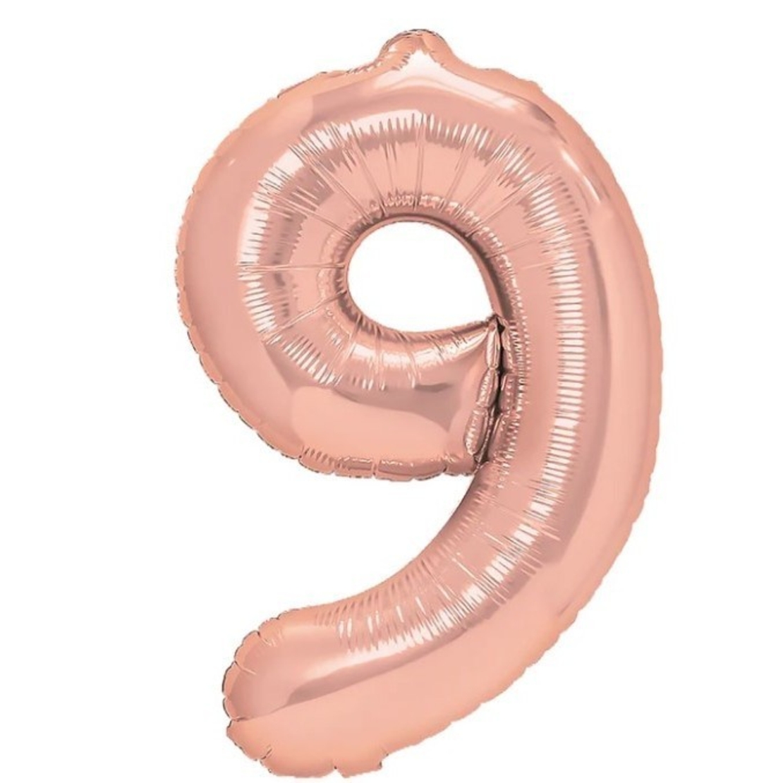 Balon din Folie Metalizata Flippy, Figurina Cifra, Tema Aniversare 100 cm, Ambalaj Individual, Pai inclus, Umflare cu Aer sau Heliu, Coral, Rose Gold, Cifra 9