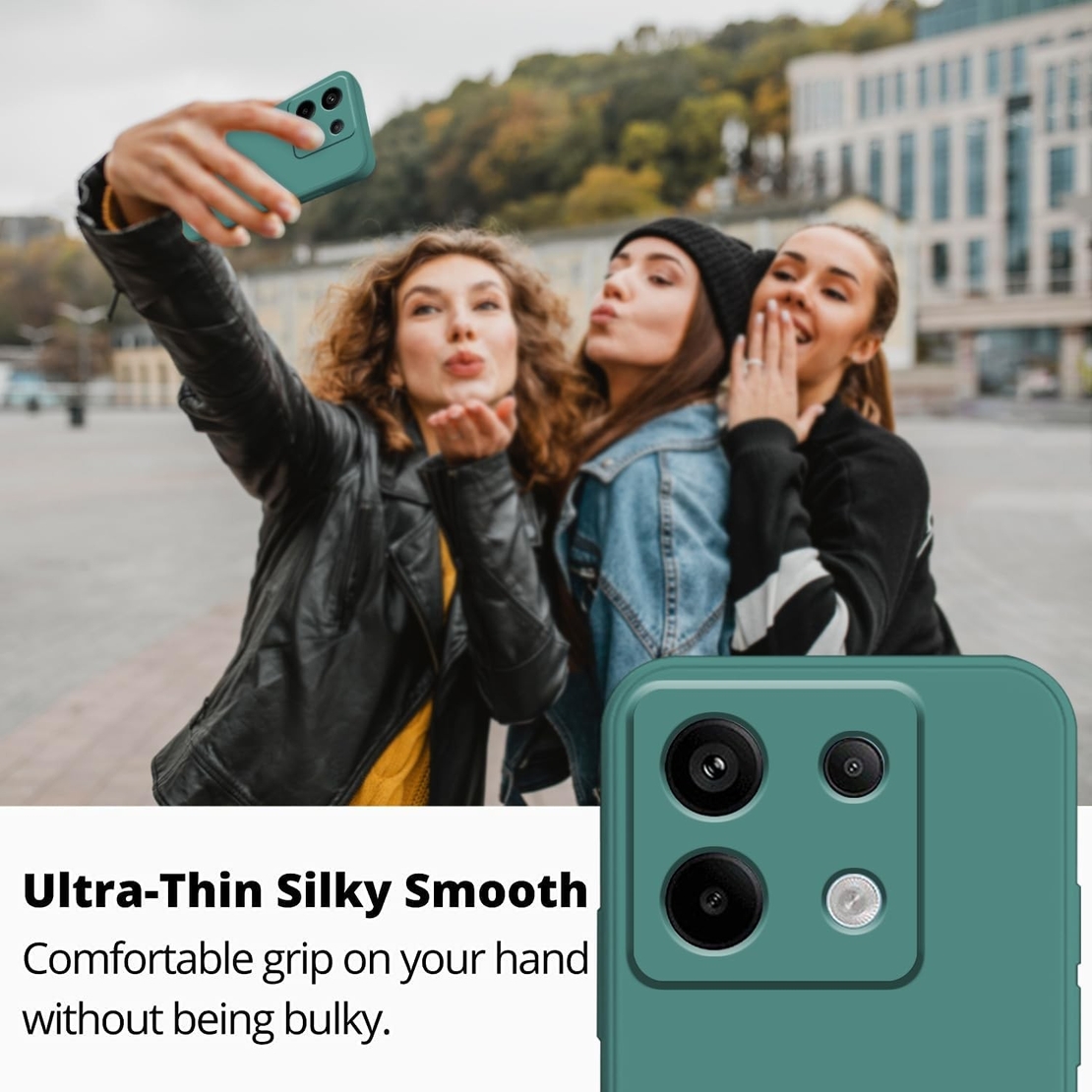 Husa de Protectie, Vafy, pentru Xiaomi Redmi Note 13 5G, Liquid Silicone, cu Microfibra pe Interior, Protectie Antisoc, Compatibil Incarcare Wireless, Verde