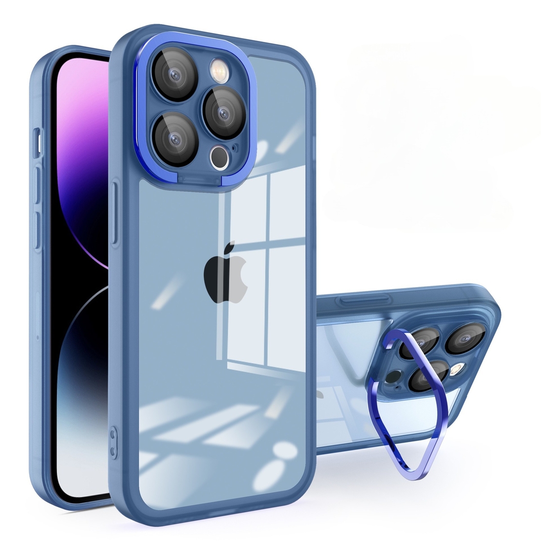 Husa protectie Vafy pentru Samsung A03 Electroplated cu suport pentru camera, 1.5 mm grosime, protectie camera, Albastru
