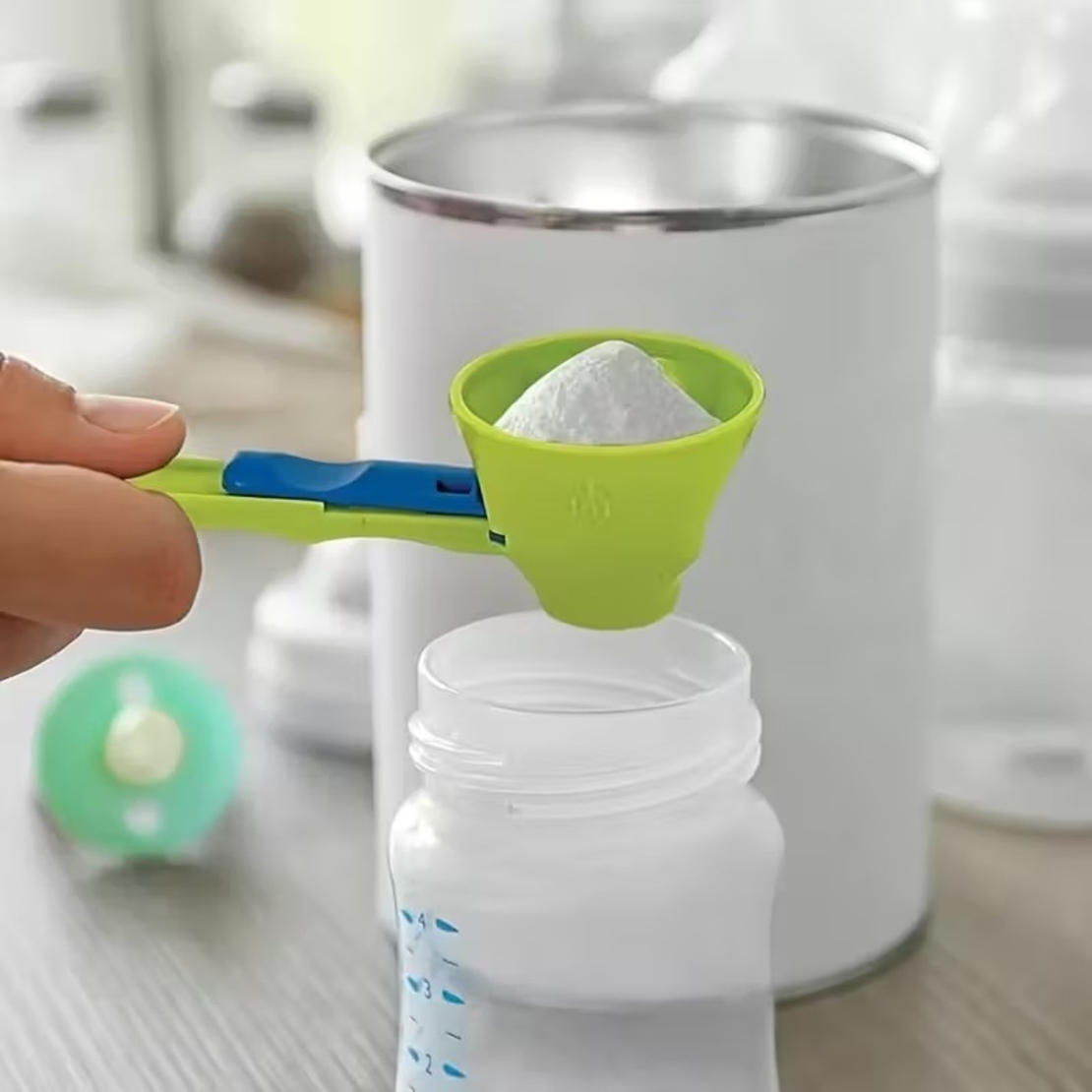 Lingura pentru Proteine, Vafy, Lingura cu Palnie Culisanta, Lingura Dozator pentru Lapte Praf si Suplimente, 12.5 cm, Verde