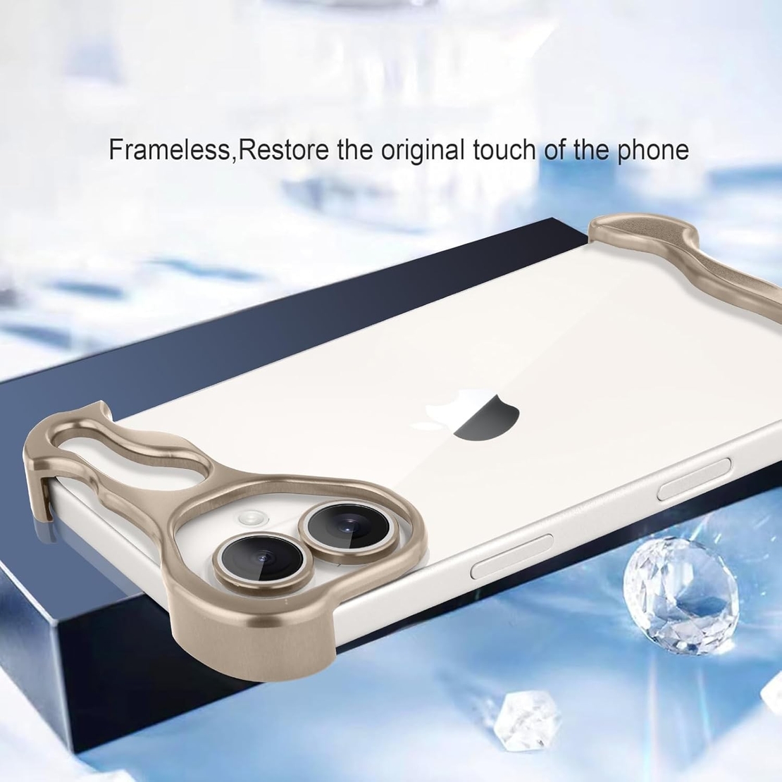 Husa Metalica Compatibila cu iPhone 16 Plus, Vafy, Protectie pentru Colturile Telefonului si Camera, Aliaj, Antisoc, Antizgariere, Auriu