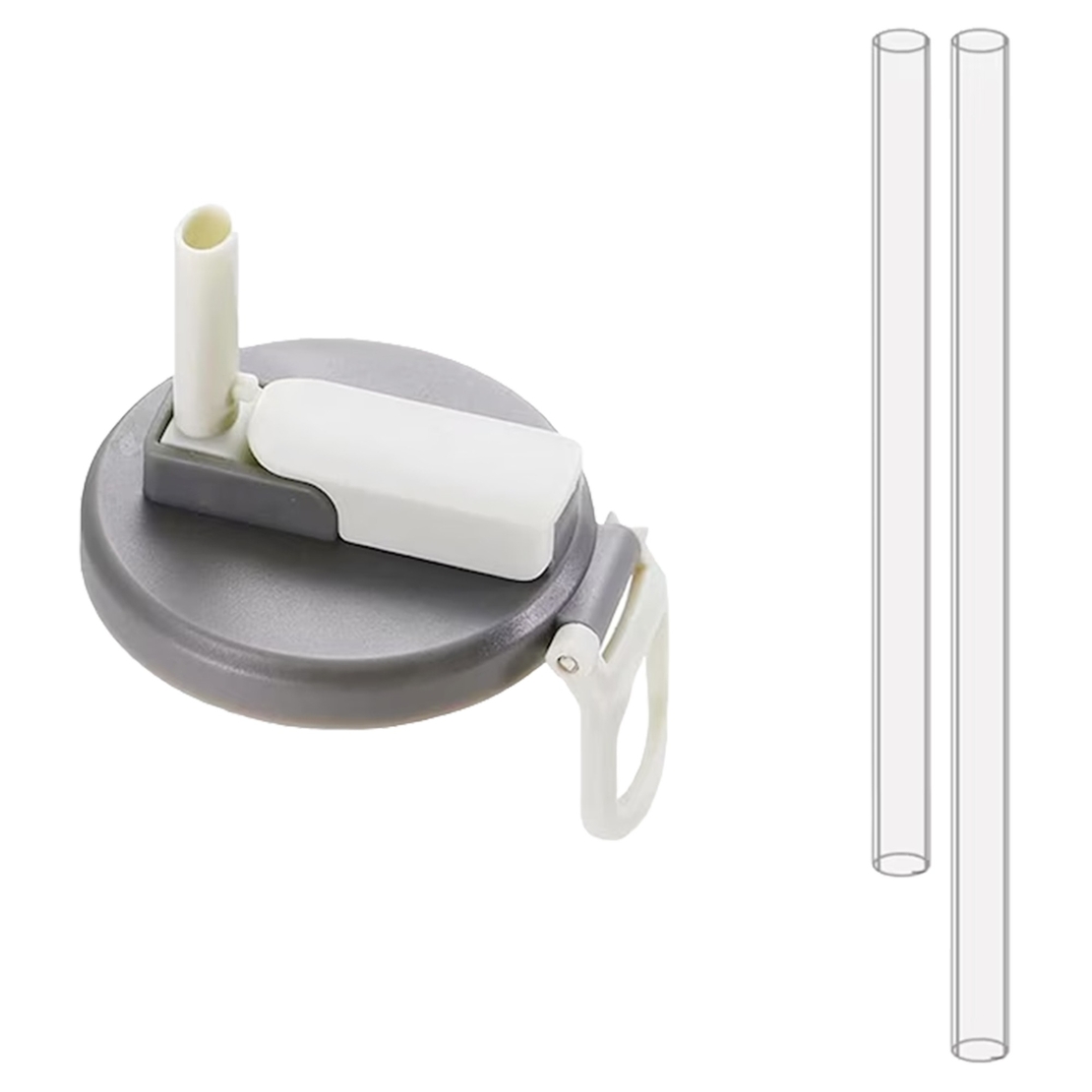 Capac Anti Varsare pentru Doze, Vafy, Model cu Pai Transparent, Reutilizabil, din Plastic, cu Maner Transportabil, 5.4 cm, Gri