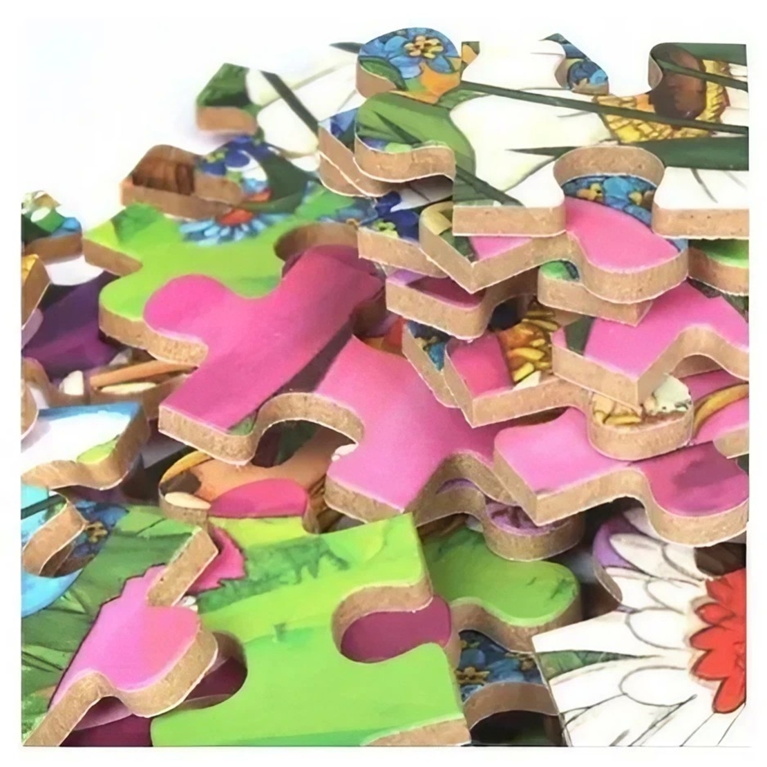 Puzzle 60 de Piese din Lemn in Cutie Metalica, Flippy, Model Cei Trei Purcelusi, Educativ, Dezvoltare Abilitati Cognitive, pentru Prescolari, 22.5x13.5 cm, Multicolor
