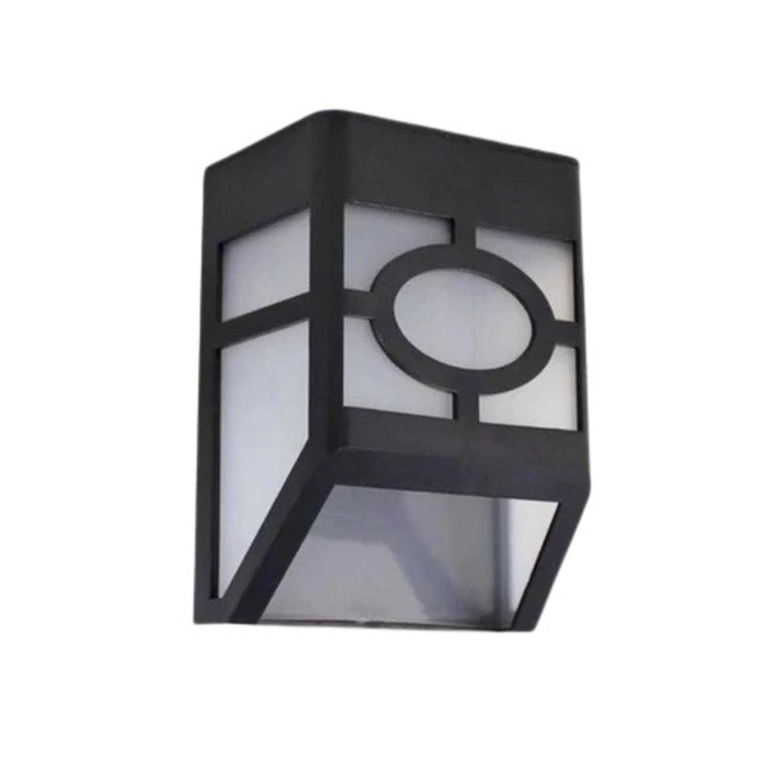 Set 4 Lampi Solare Led pentru Gradina, Flippy, Model Geometric, 11.8 x 8.6 x 5 cm, Buton On-Off, Alb Cald, Negru/Alb