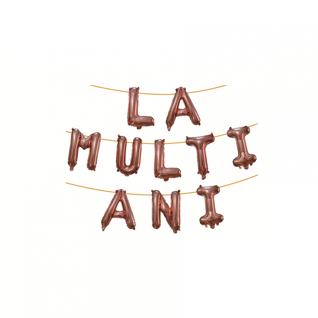 Set 10 Baloane din Folie Metalizata, Flippy, Figurine Litere, Model La multi ani, Tema Aniversare, 40 cm, Ambalaj Individual, Pai Inclus, Umflare cu Aer sau Heliu, Bej