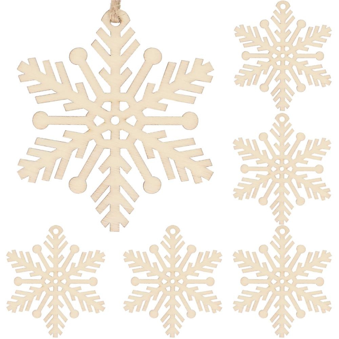 Decoratiune brad fulg de zapada din lemn, set 6 bucati, maro
