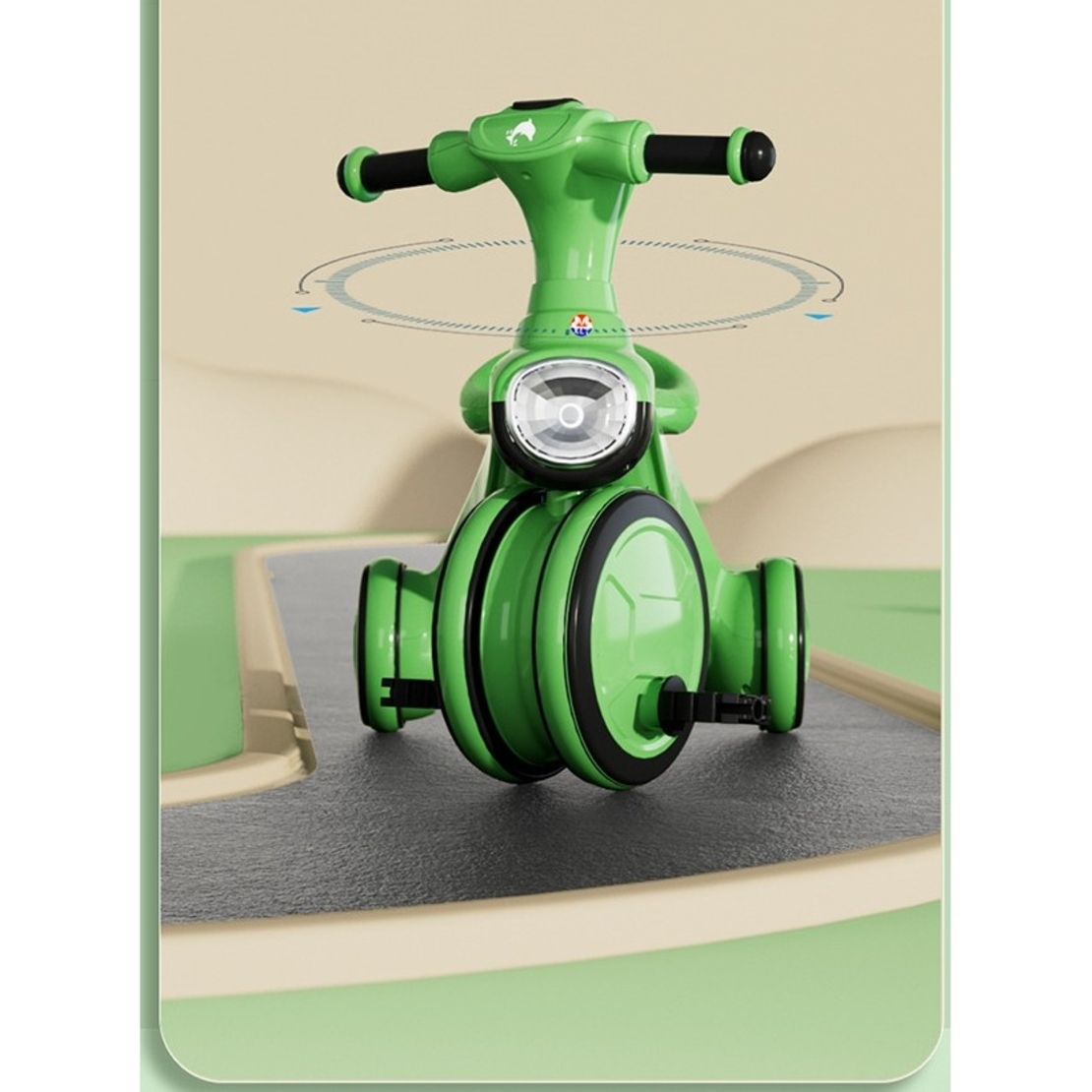 Tricicleta pentru copii Flippy, pedalare, impingere, lumini si sunete, pedale antiderapante, material dur, cos depozitare, varsta peste 18 luni