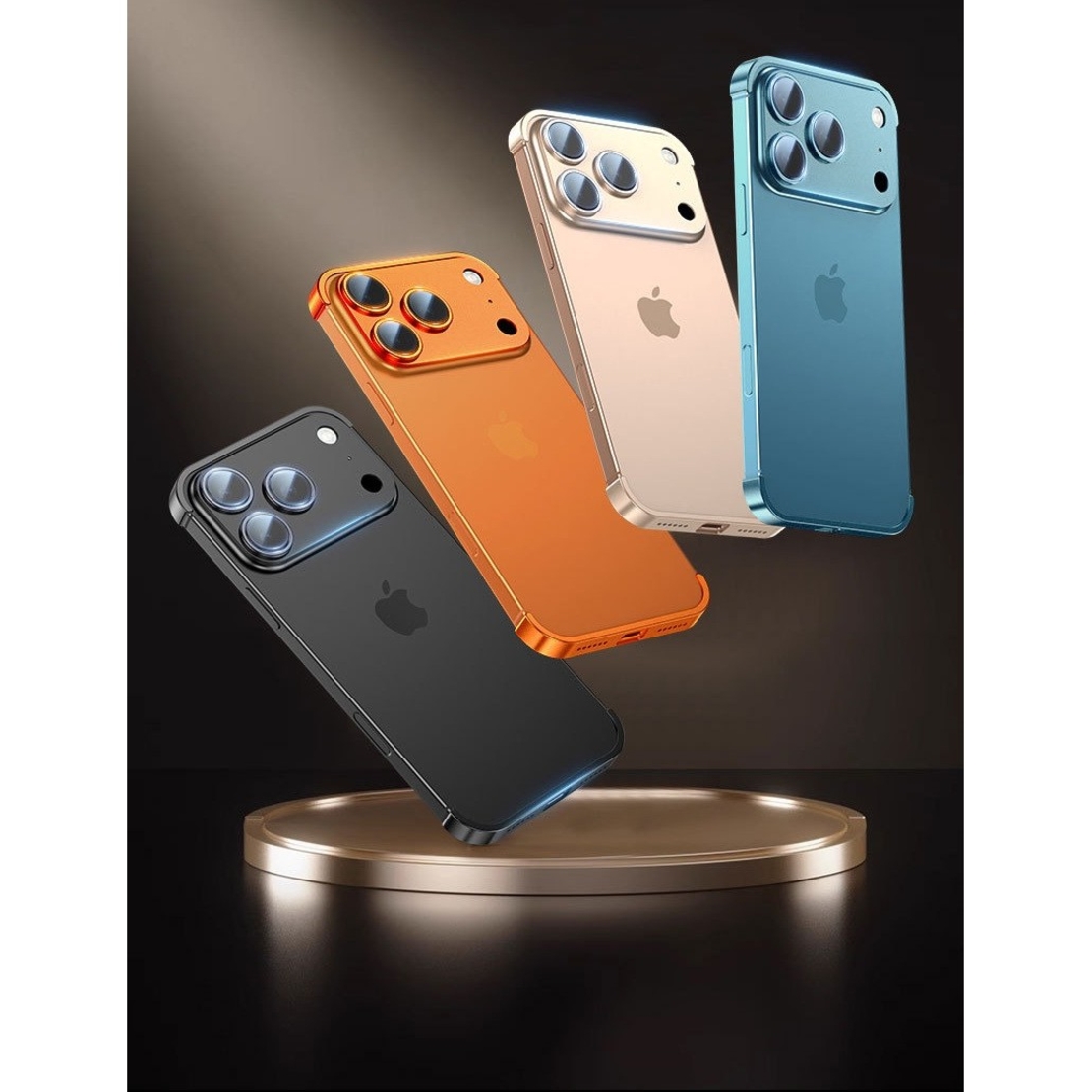 Carcasa de Telefon, Vafy, Compatibila Apple iPhone 17 Pro Max, Fara Rama, doar Colturi si Camera, din Metal, Grosime 0.1 mm, Portocaliu