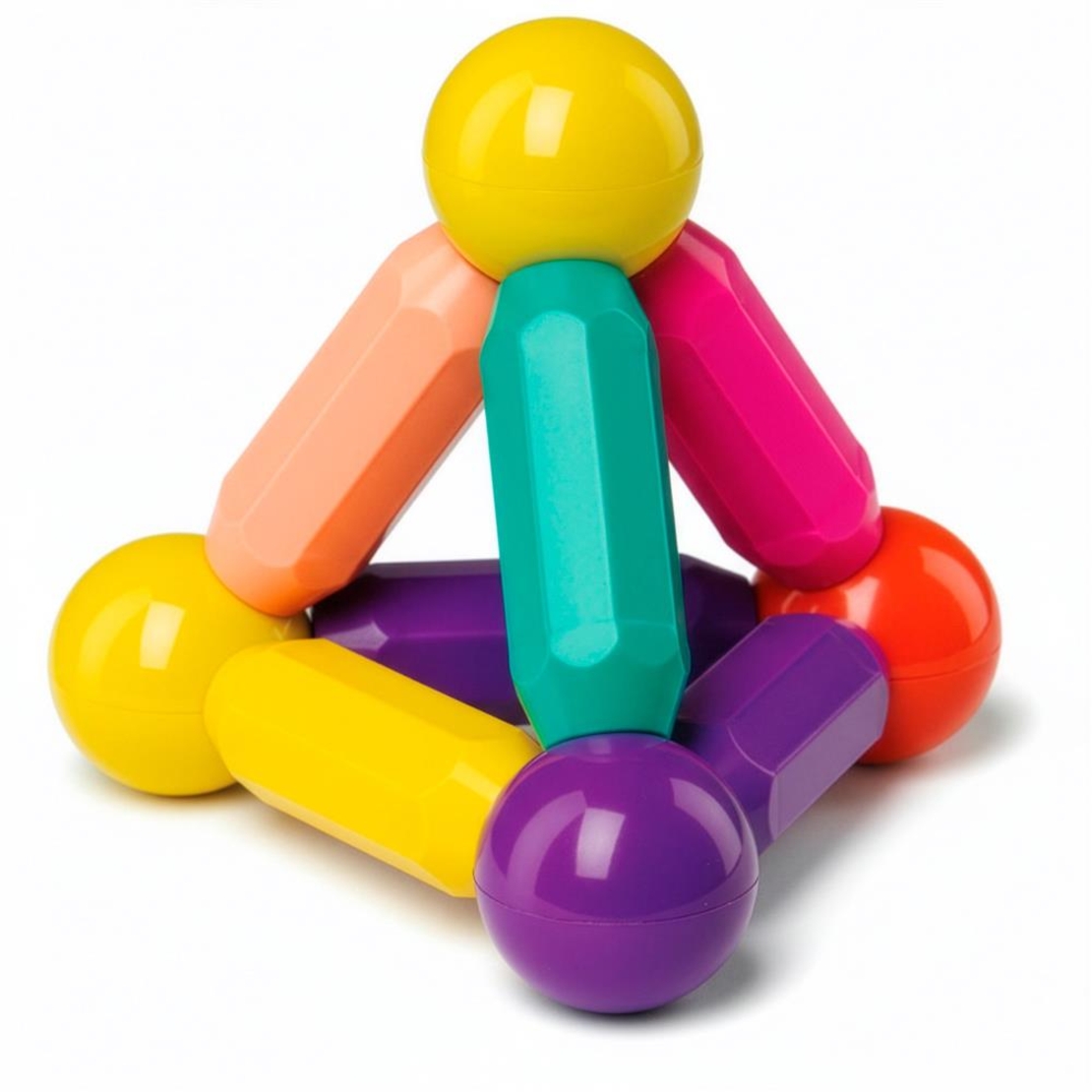 Set de constructie din piese magnetice educative pentru copii 128 de piese, multicolor