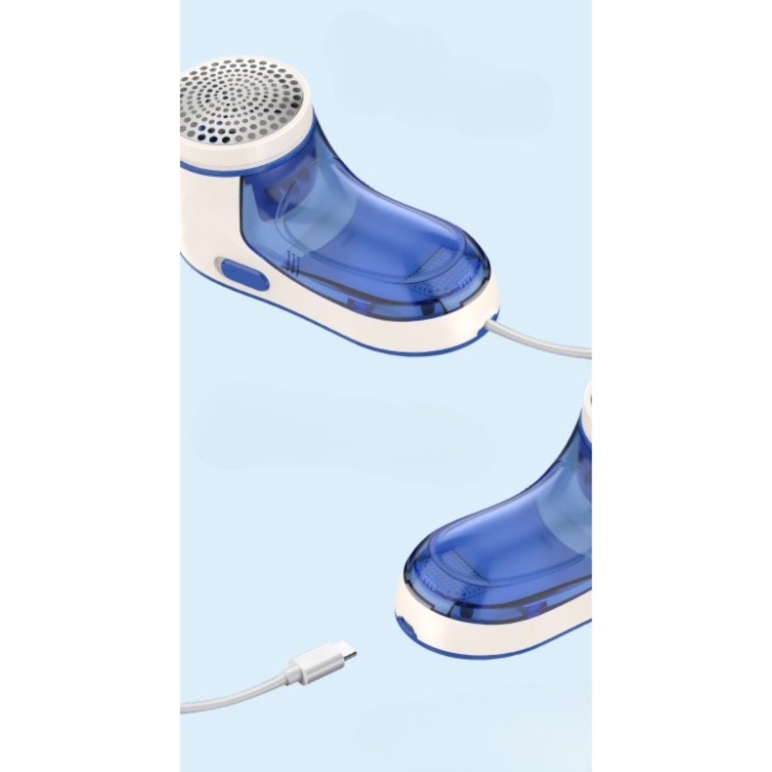 Aparat Pentru Curatat Scame, Par Si Praf, Vafy, Pentru Diferite Tipuri De Material, Cu Lame Din Otel Inoxidabil, Incarcare Prin USB Type-C, Cu Perie De Curatare si Cablu USB Incluse, Albastru, 15 x 7 cm