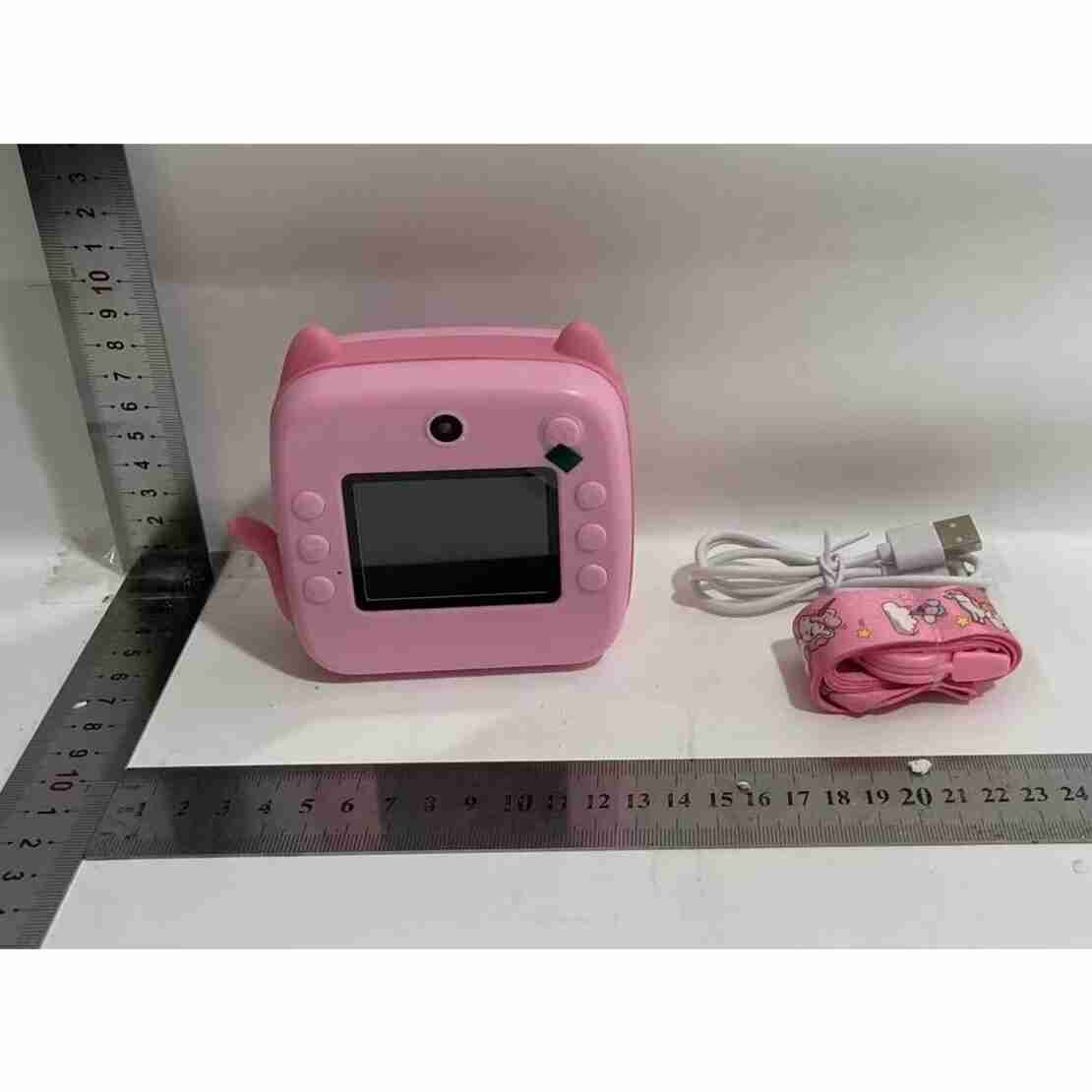 Camera Instantanee pentru Copii, Flippy, cu Functie de Printare, Camera Frontala + Selfie, Cablu USB-C, Bluetooth, Compatibil iOS/Android, Imprimare APP, Model Pisica, Roz