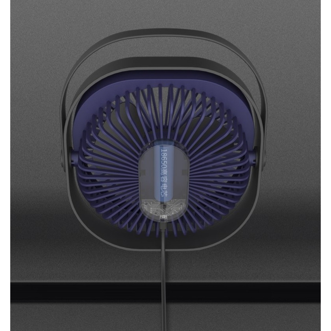 Mini ventilator pentru birou cu usb, Vafy, rotire 360 grade, 3 viteze, 4000 mA, 13.5 x 12,8, Albastru