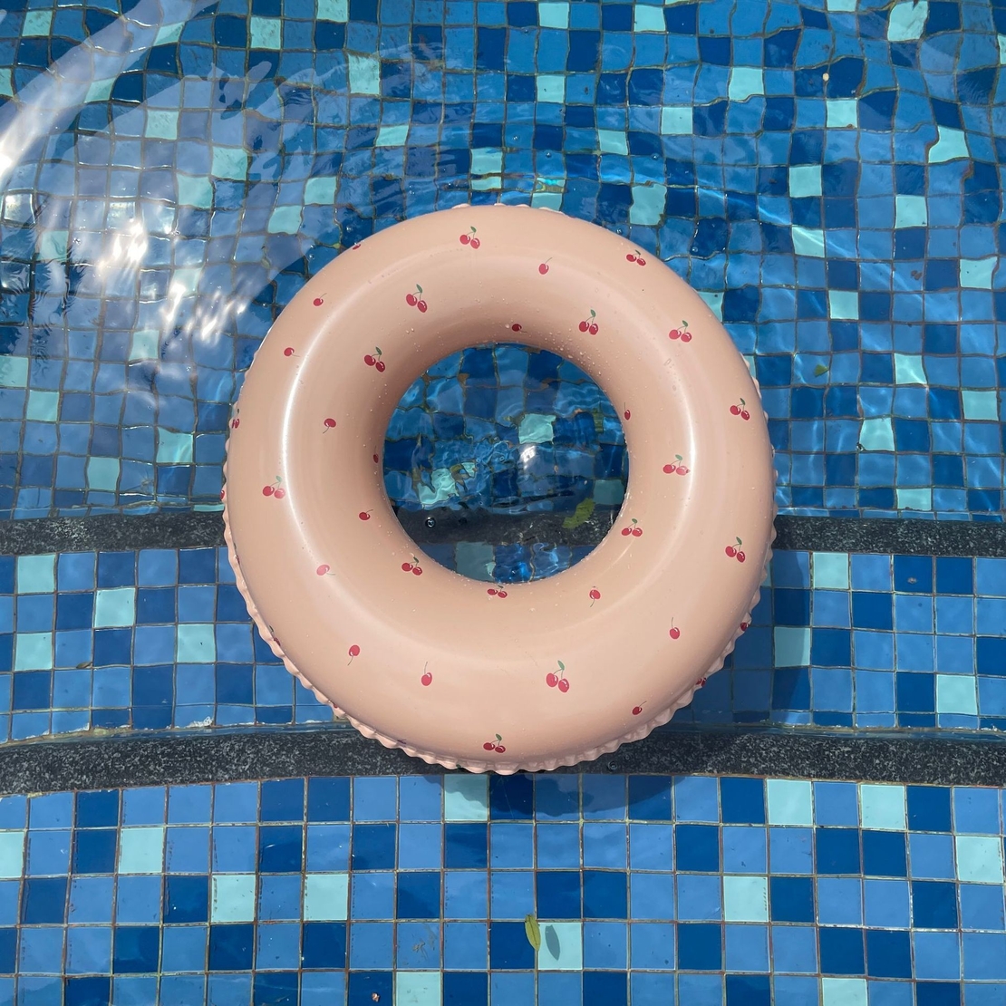 Colac de inot gonflabil pentru copii, Portocaliu, Model cu cirese, Flippy, diametru 70 cm